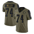 LV.Raiders #74 Kolton Miller Player Olive Salute To Service Limited Game BALCE Stitched Jerseys