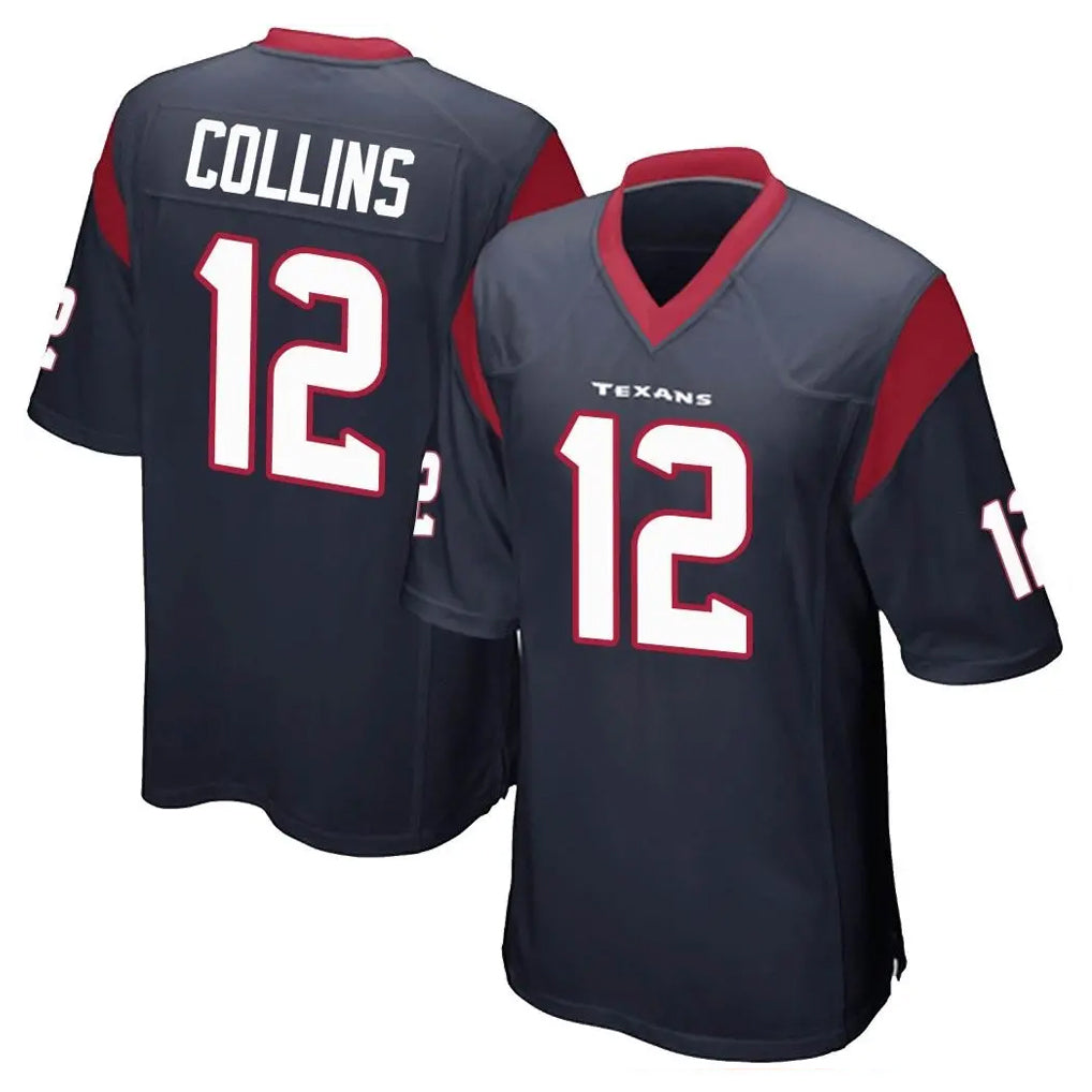 H.Texans #12 Nico Collins Player Navy Home Game BALCE Stitched Jerseys