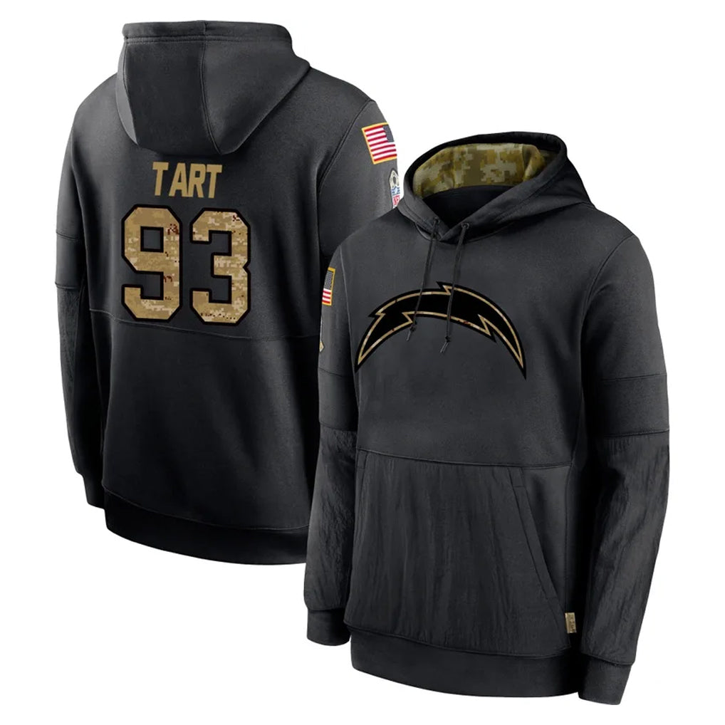 LA.Chargers #93 Teair Tart Player Black Salute to Service Hoodies Limited Game BALCE Stitched Jerseys