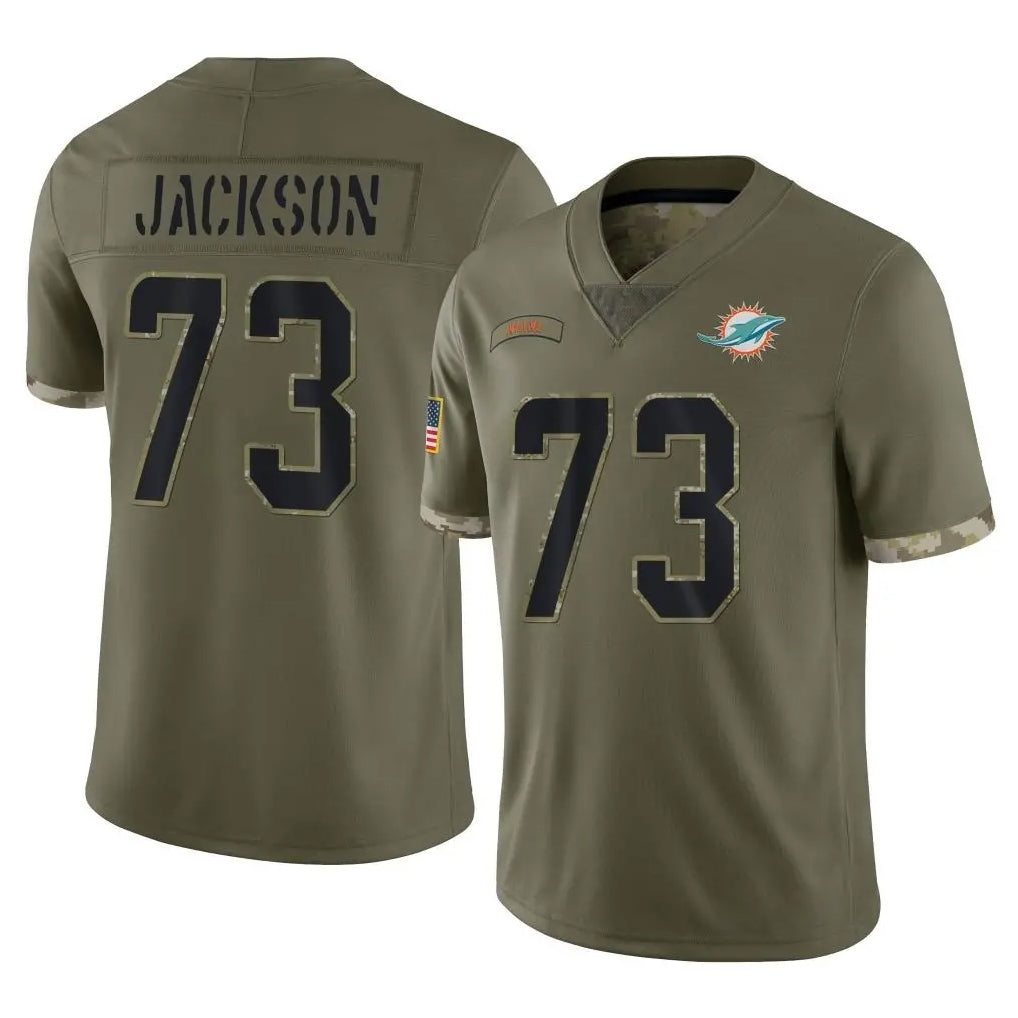 M.Dolphins #73 Austin Jackson Player Olive Salute To Service Limited BALCE Stitched Jerseys