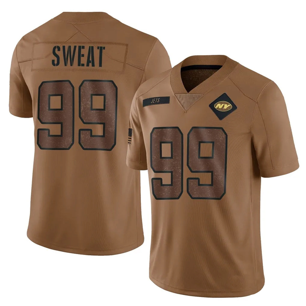 NY.Jets #99 T'Vondre Sweat Player Brown Salute To Service Limited BALCE Stitched Jerseys