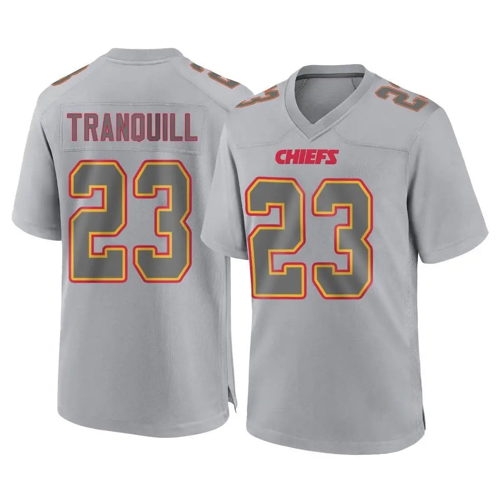 KC.Chiefs #23 Drue Tranquill Player Gray Atmosphere Fashion Game BALCE Stitched Jerseys