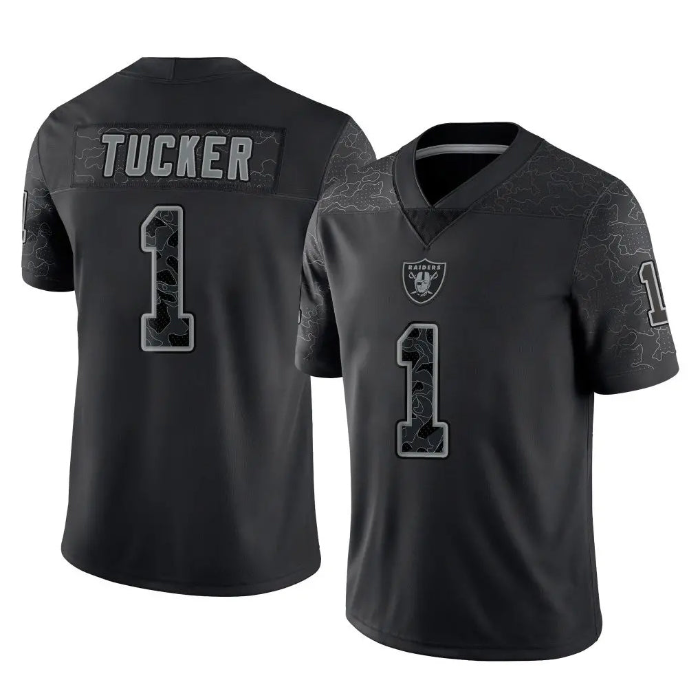 LV.Raiders #1 Tre Tucker Player Black Reflective Limited Game BALCE Stitched Jerseys