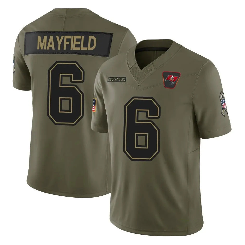 TB.Buccaneers #6 Baker Mayfield Player Olive 2025 Salute To Service Limited Home Game BALCE Stitched Jerseys