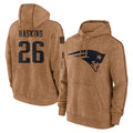 NE.Patriots #26 Hassan Haskins Player Brown Salute to Service Pullover Hoodies Limited Game BALCE Stitched Jerseys