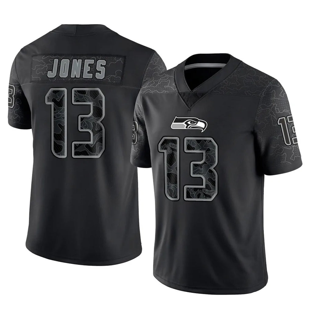 S.Seahawks #13 Ernest Jones IV Player Black Limited Reflective Home Game BALCE Stitched Jerseys