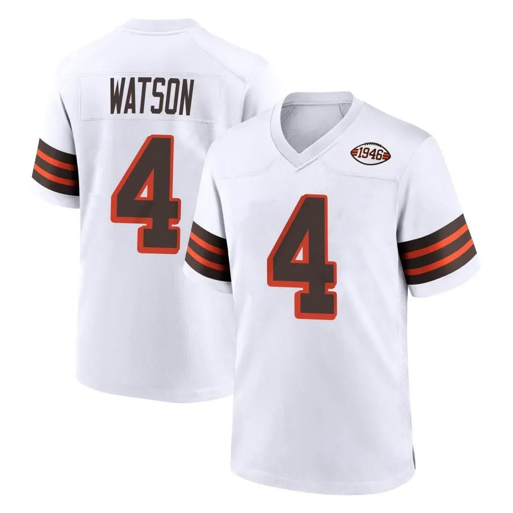 C.Browns #4 Deshaun Watson Player White Alternate Home Game BALCE Stitched Jerseys