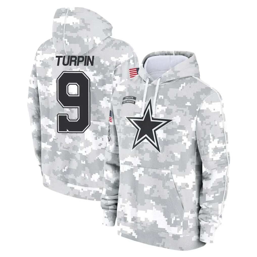 D.Cowboys #9 KaVontae Turpin Player Arctic Camo Salute to Service Hoodies Limited Game BALCE Stitched Jerseys