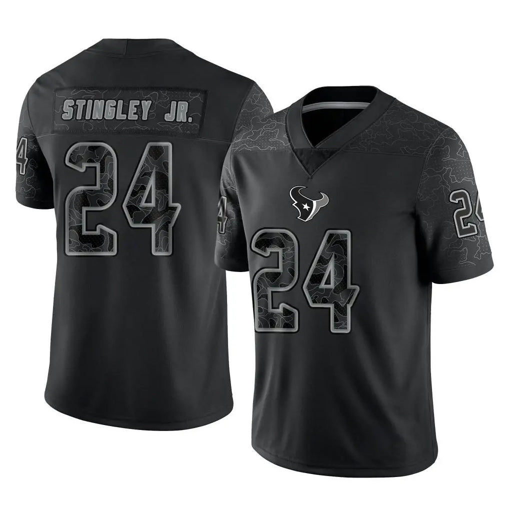 H.Texans #24 Derek Stingley Jr. Player Black Reflective Limited Game BALCE Stitched Jerseys