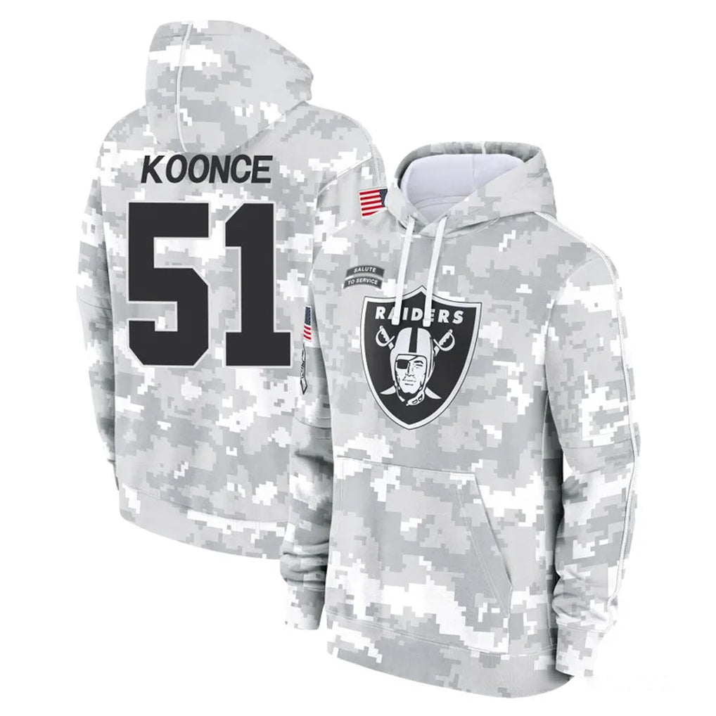 LV.Raiders #51 Malcolm Koonce Player Arctic Camo Salute to Service Hoodies Limited Game BALCE Stitched Jerseys