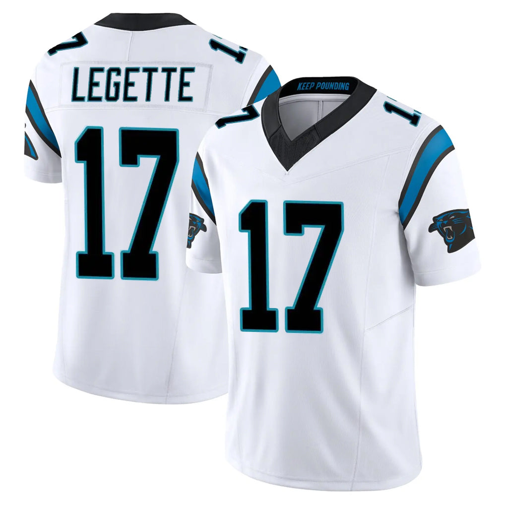C.Panthers #17 Xavier Legette Player White Vapor F.U.S.E. Limited Home Game BALCE Stitched Jerseys