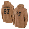 M.Vikings #87 T.J. Hockenson Player Brown Salute to Service Pullover Hoodies Limited Game BALCE Stitched Jerseys