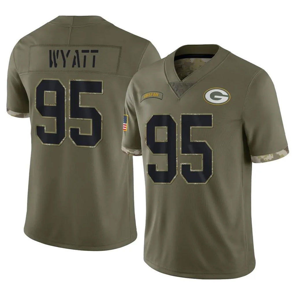 GB.Packers #95 Devonte Wyatt Player Olive Salute To Service Limited BALCE Stitched Jerseys