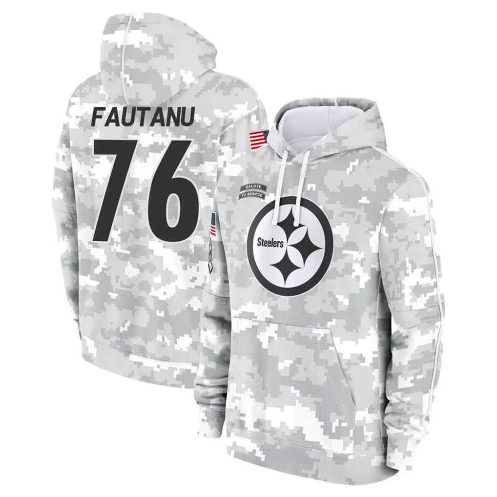 P.Steelers #76 Troy Fautanu Player Arctic Camo Limited Salute to Service Pullover Hoodies Game BALCE Stitched Jerseys