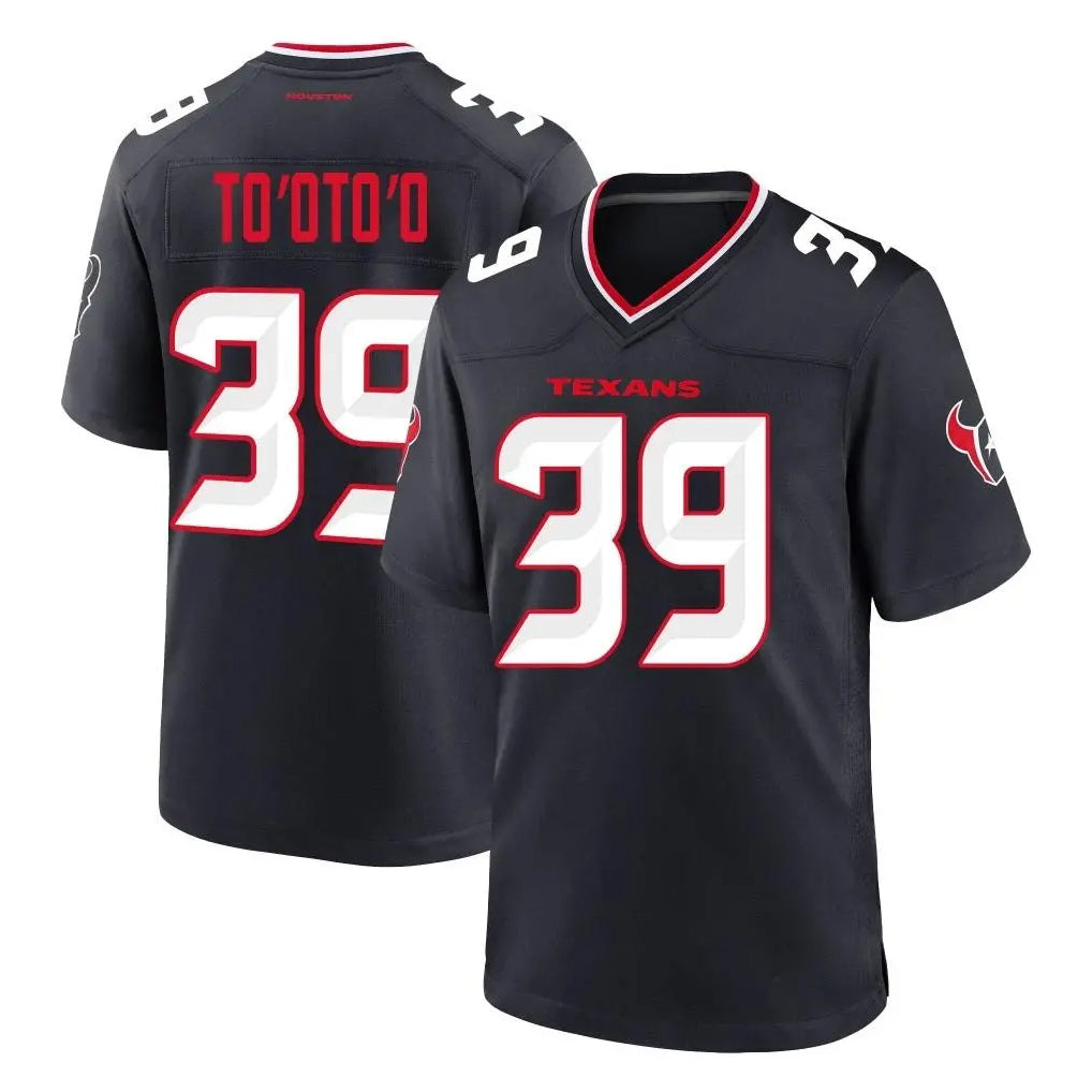 H.Texans #39 Henry To'oTo'o Player Navy Team Home Game BALCE Stitched Jerseys