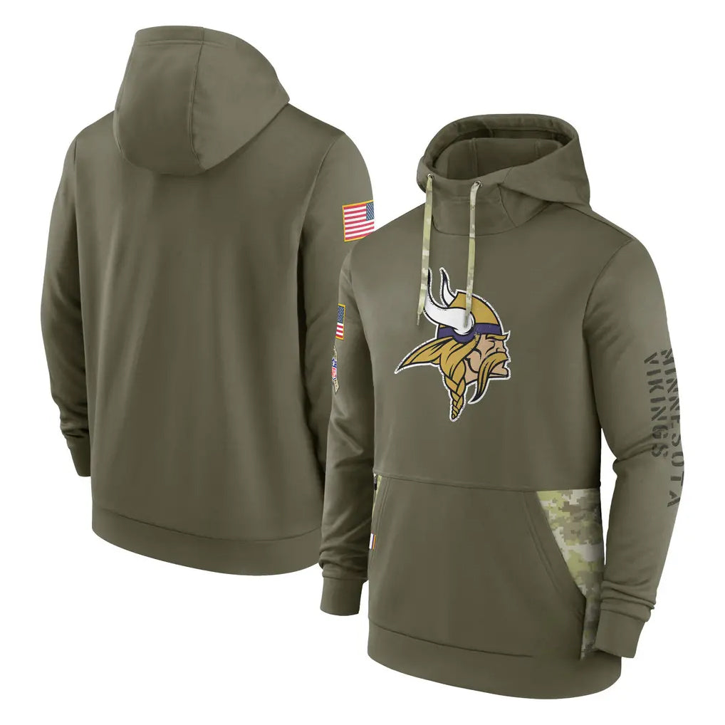 M.Vikings ## Vikings Blank Player Olive Salute to Service Pullover Hoodies BALCE Stitched Jerseys
