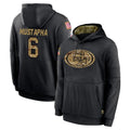SF.49ers #6 Malik Mustapha Player Black Salute to Service Sideline Performance Pullover Hoodies Home Game BALCE Stitched Jerseys