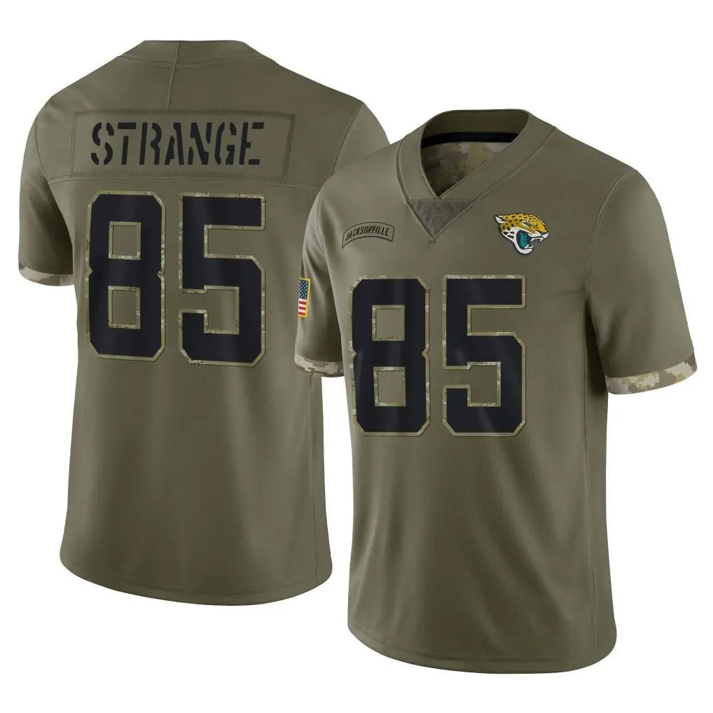 J.Jaguars #85 Brenton Strange Player Olive Salute To Service Limited BALCE Stitched Jerseys