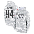 W.Commanders #94 Daron Payne Player Arctic Camo Limited Salute to Service Pullover Hoodies Game BALCE Stitched Jerseys