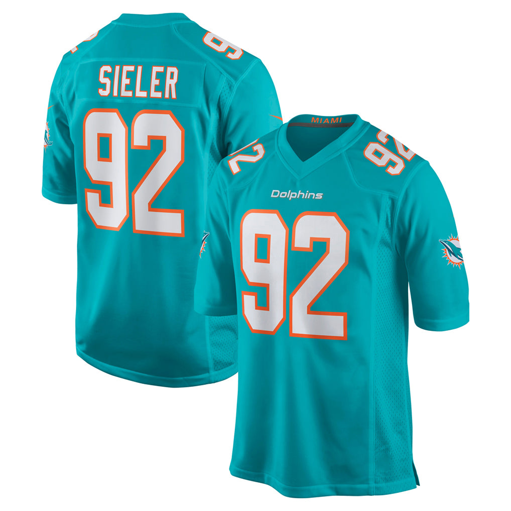 M.Dolphins #92 Zach Sieler Player Aqua Home Game BALCE Stitched Jerseys