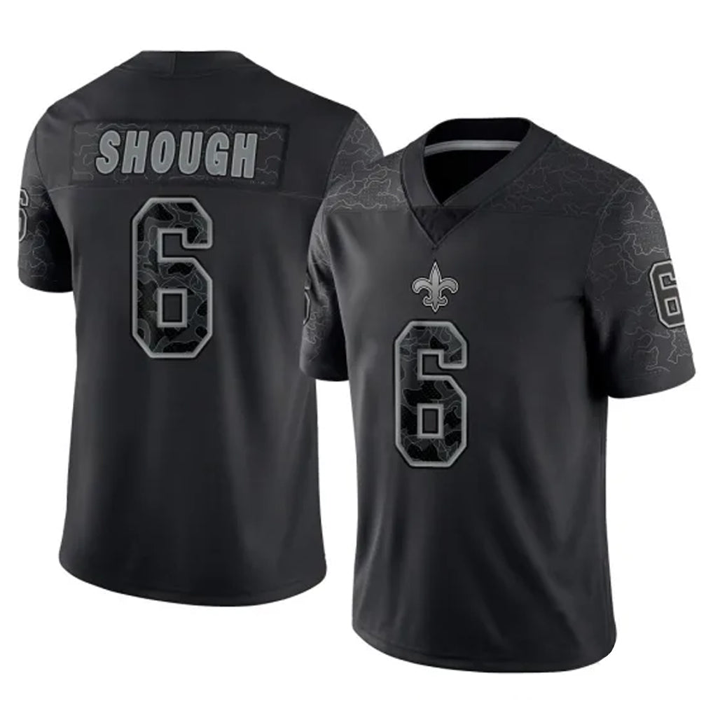 NO.Saints #6 Tyler Shough Player Black Limited Reflective Home Game BALCE Stitched Jerseys
