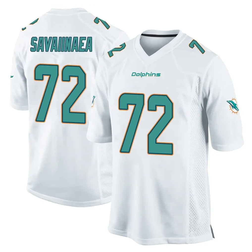 M.Dolphins #72 Jonah Savaiinaea Player White Home Game BALCE Stitched Jerseys