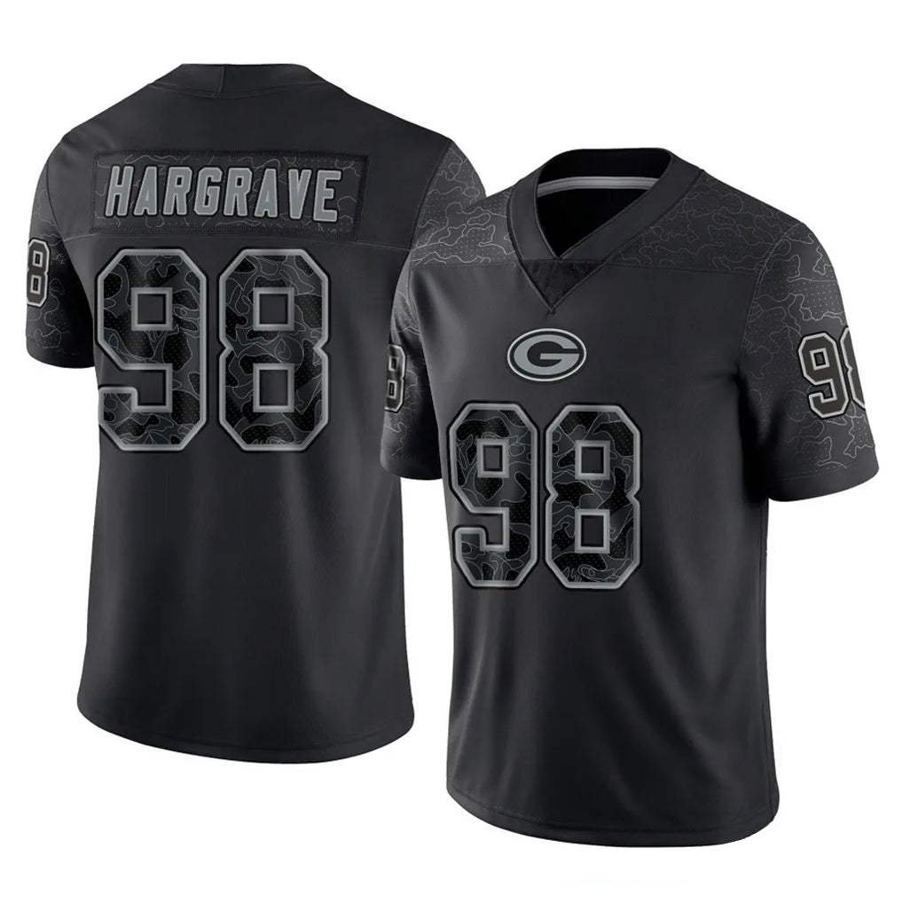 GB.Packers #98 Javon Hargrave Player Black Reflective Limited Home Game BALCE Stitched Jerseys