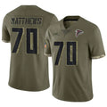 A.Falcons #70 Jake Matthews Player Olive Salute To Service Limited BALCE Stitched Jerseys