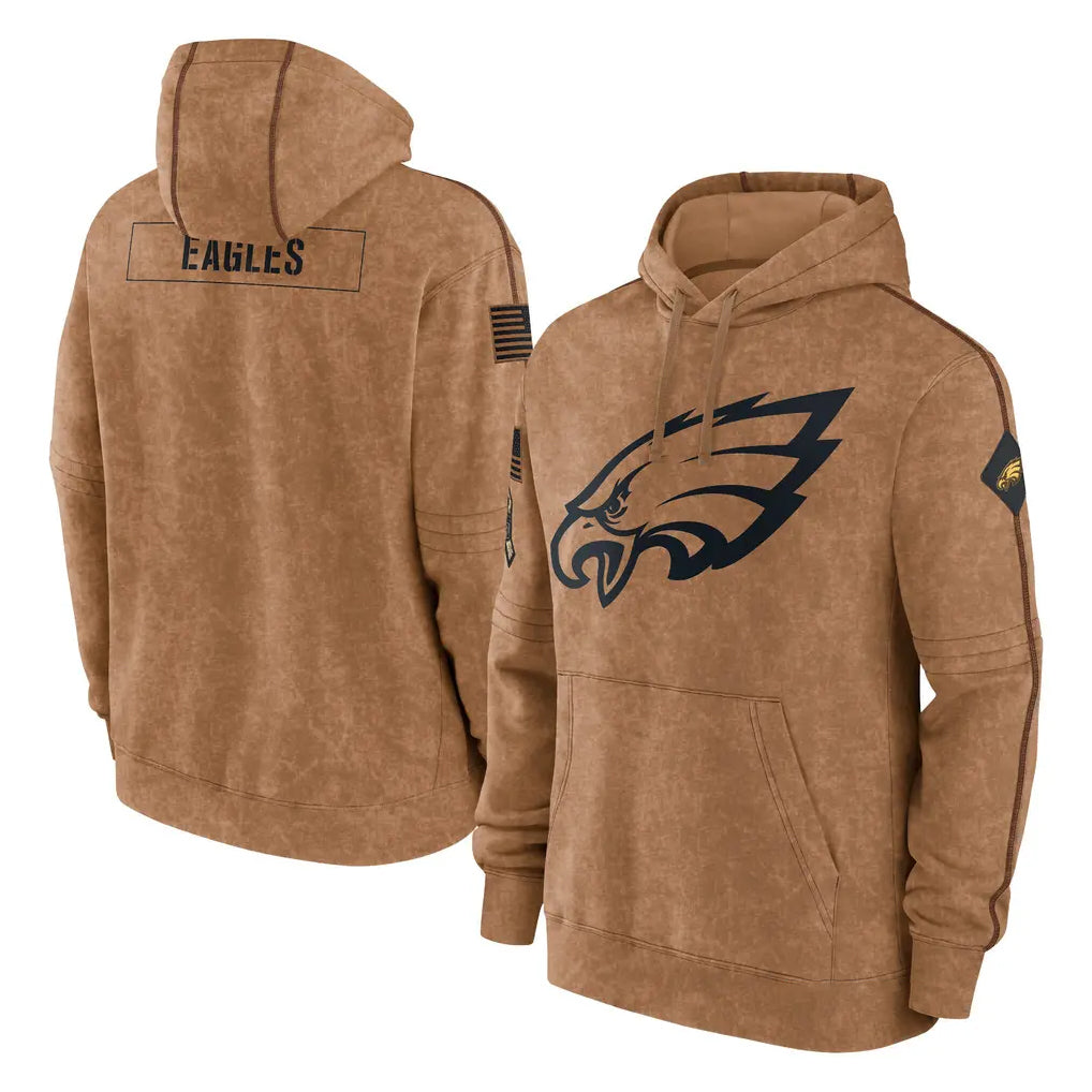 P.Eagles ## Eagles Blank Player Brown Salute to Service Pullover Hoodies Limited Game BALCE Stitched Jerseys