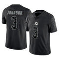 M.Dolphins #3 Chris Johnson Player Black Reflective Limited Game BALCE Stitched Jerseys