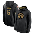 P.Steelers #6 Patrick Queen Player Black Salute to Service Hoodies Limited Game BALCE Stitched Jerseys