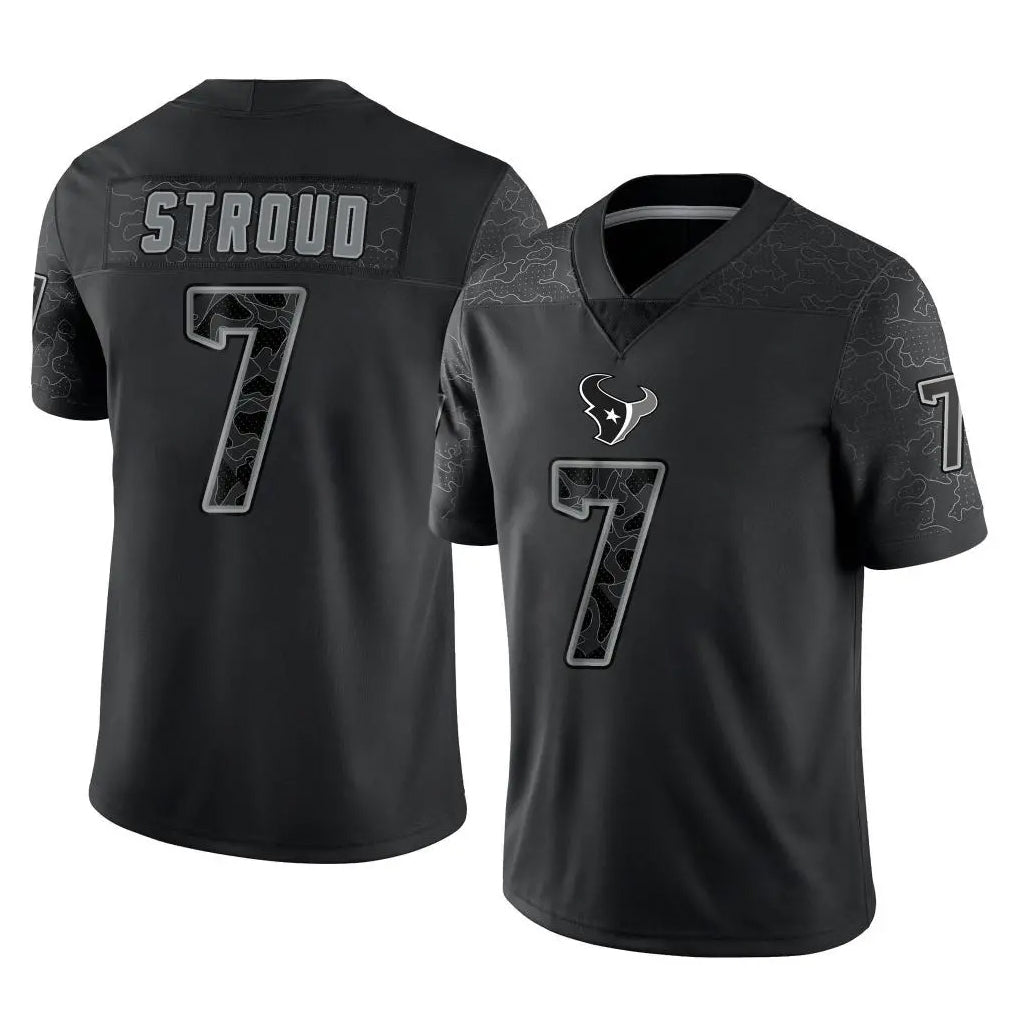 H.Texans #7 CJ Stroud Player Black Reflective Limited Game BALCE Stitched Jerseys