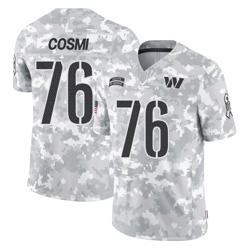 W.Commanders #76 Sam Cosmi Player Arctic Camo Limited Salute To Service Home Game BALCE Stitched Jerseys
