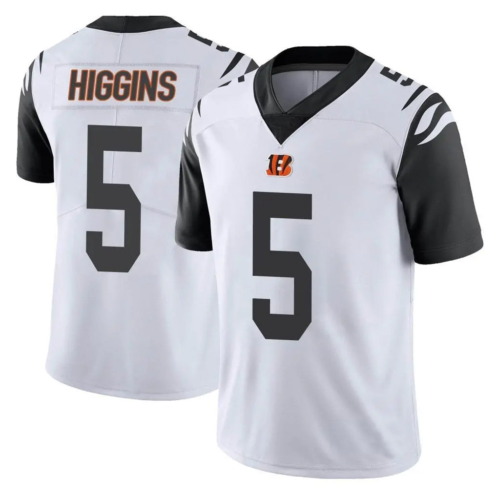 C.Bengals #5 Tee Higgins Player White Color Rush Vapor Untouchable Limted Home Game BALCE Stitched Jerseys