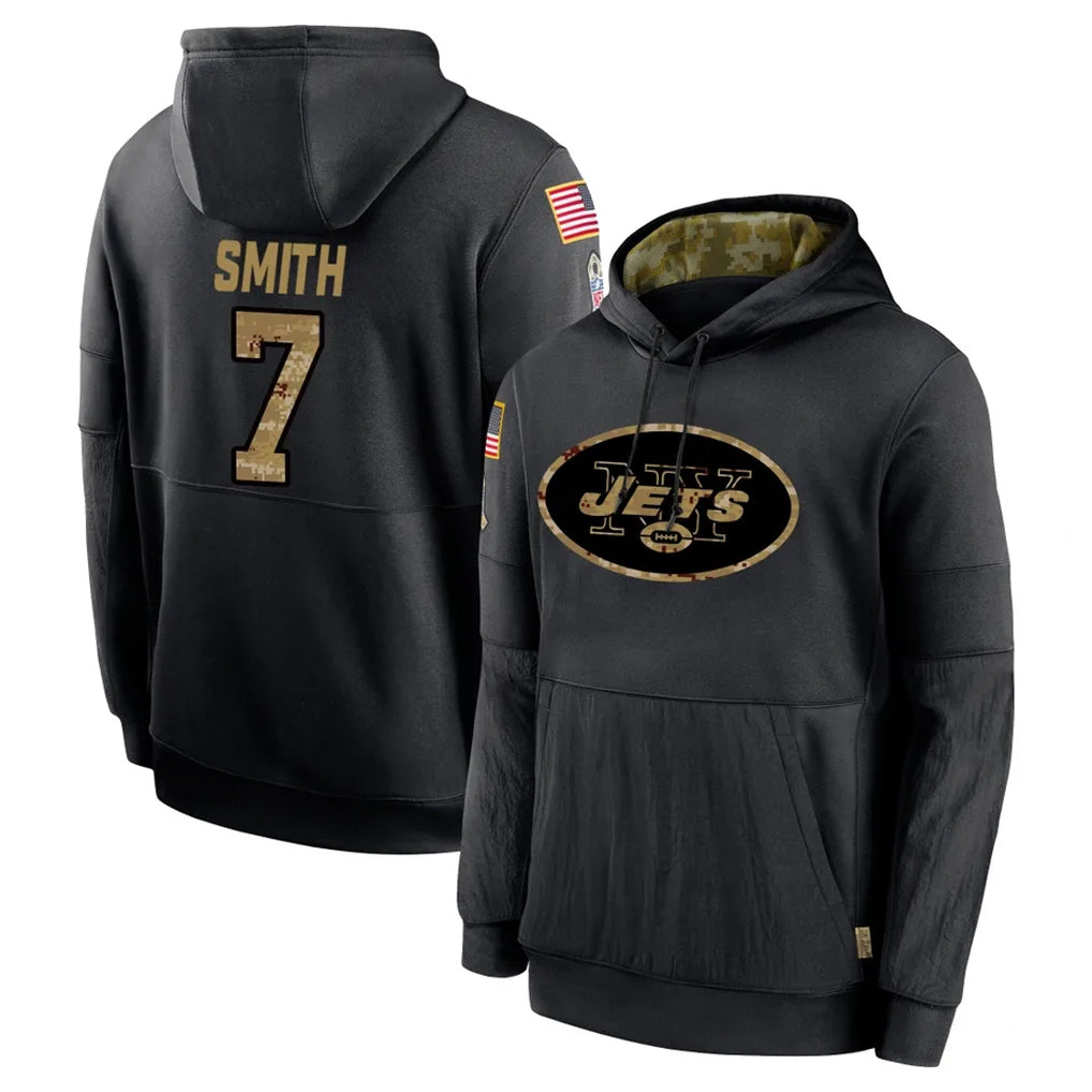 NY.Jets #7 Geno Smith Player Black Salute to Service Hoodies Limited Game BALCE Stitched Jerseys