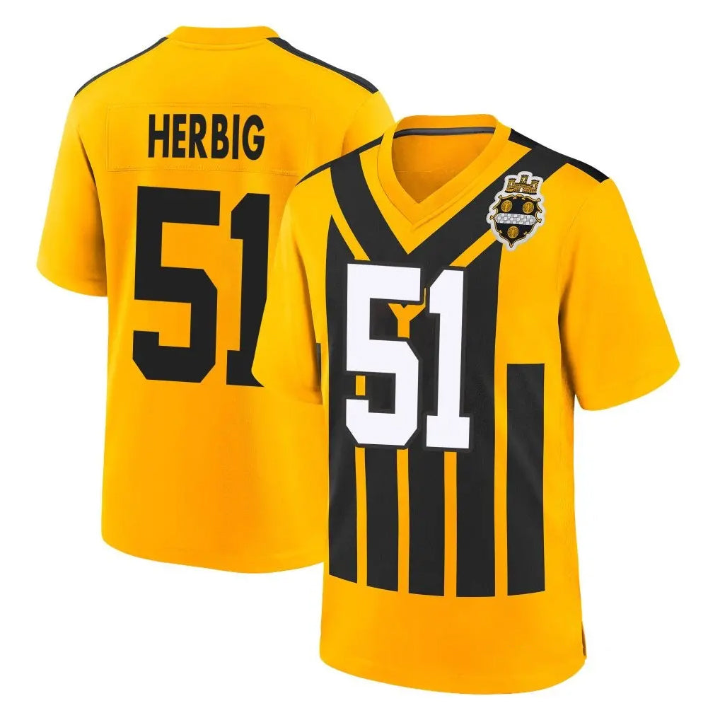 P.Steelers #51 Nick Herbig Player Gold Limited 1933 Throwback Home Game BALCE Stitched Jerseys