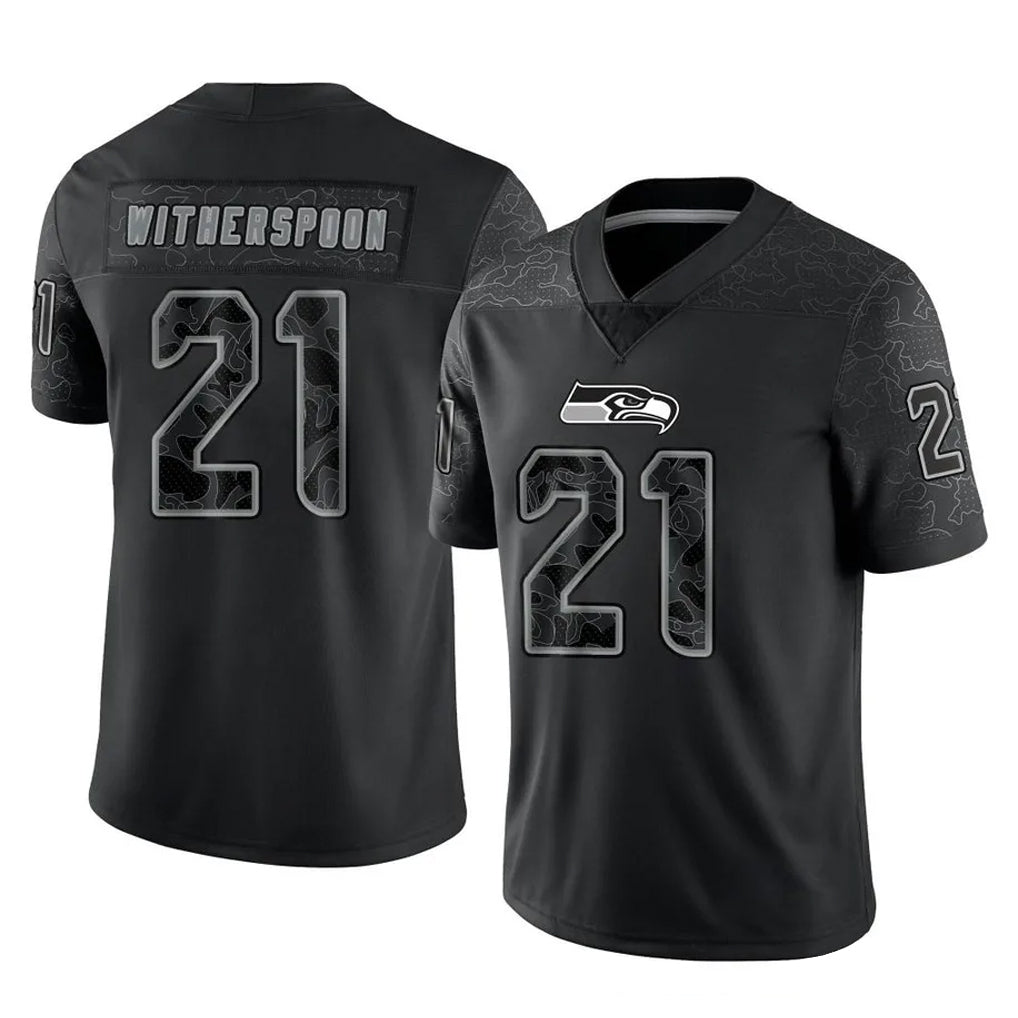 S.Seahawks #21 Devon Witherspoon Player Black Limited Reflective Home Game BALCE Stitched Jerseys