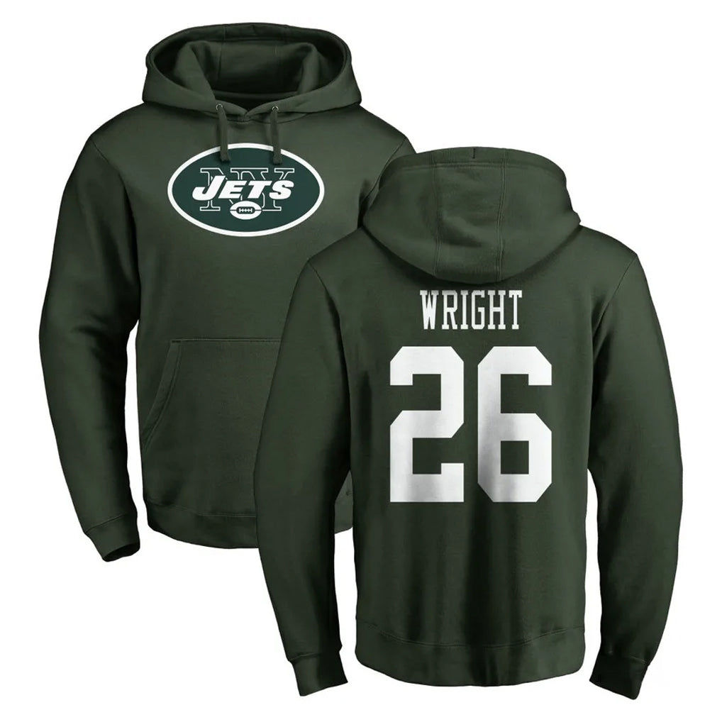 NY.Jets #26 Nahshon Wright Player Green LOGO Pullover Hoodies Limited Game BALCE Stitched Jerseys