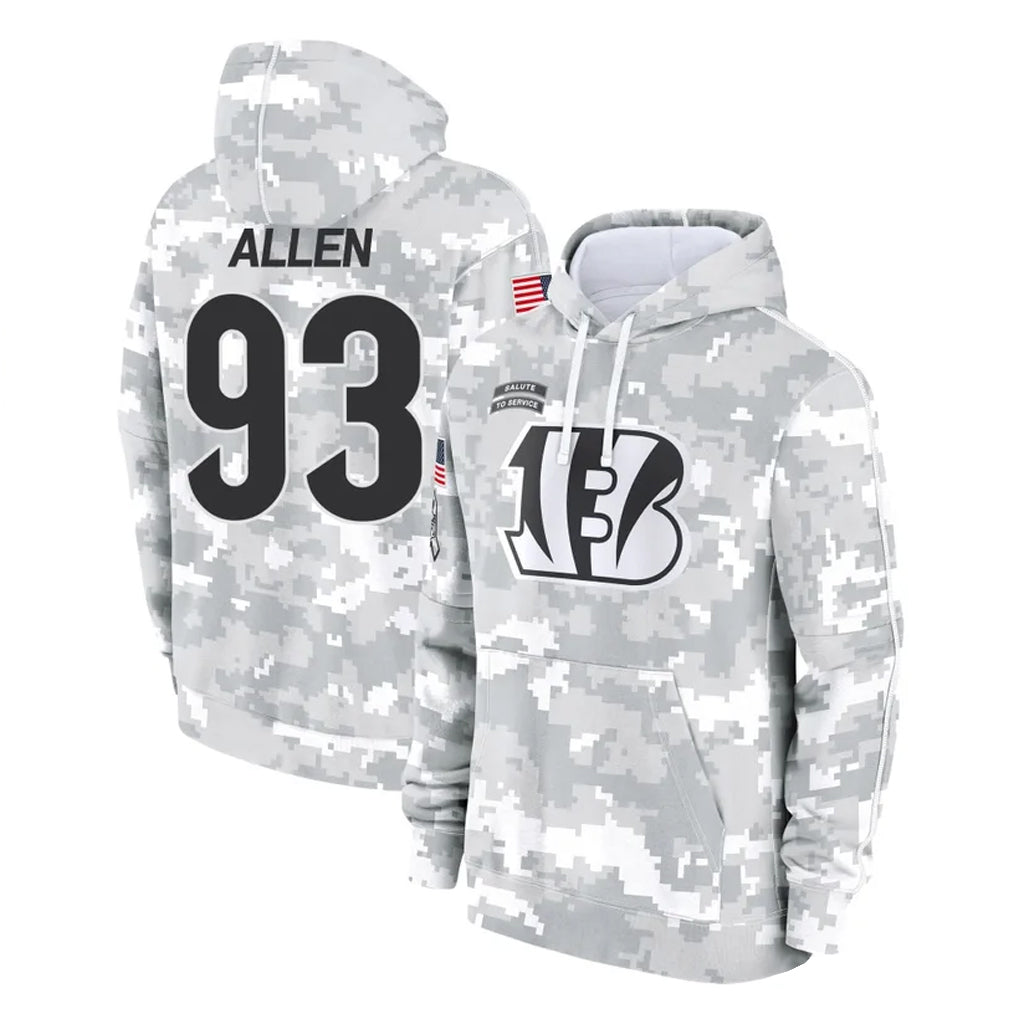 C.Bengals #93 Jonathan Allen Player Arctic Camo Salute to Service Pullover Hoodie Limited BALCE Stitched Jerseys