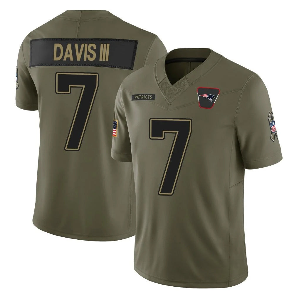 NE.Patriots #7 Carlton Davis III Player Olive 2025 Salute To Service Limited BALCE Stitched Jerseys