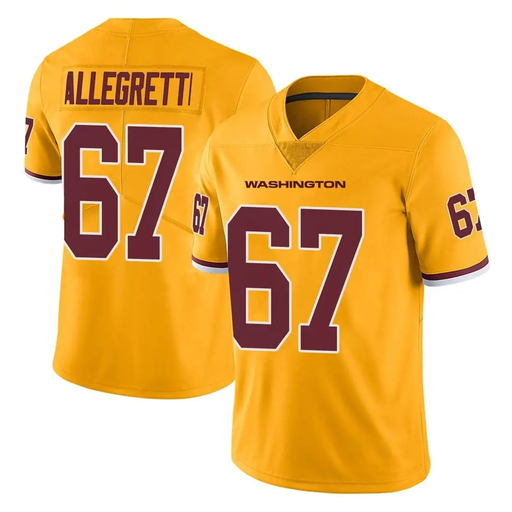 W.Commanders #67 Nick Allegretti Player Gold Limited Color Rush Home Game BALCE Stitched Jerseys