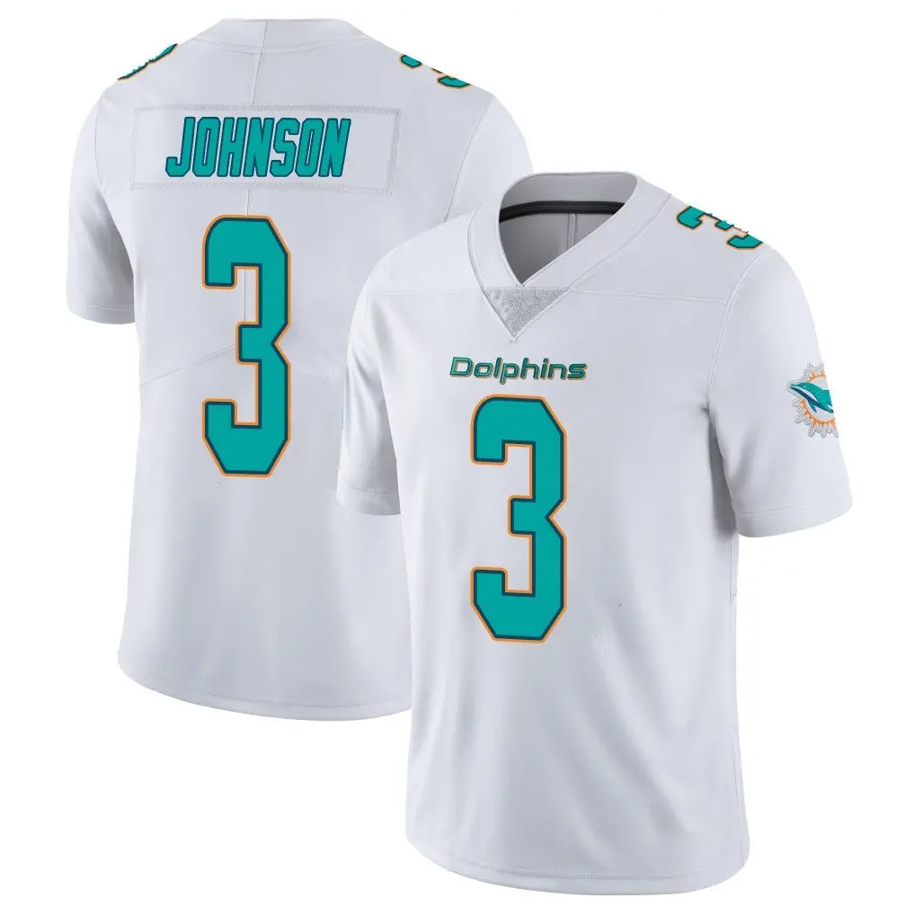 M.Dolphins #3 Chris Johnson Player White Limited Vapor Untouchable Home Game BALCE Stitched Jerseys