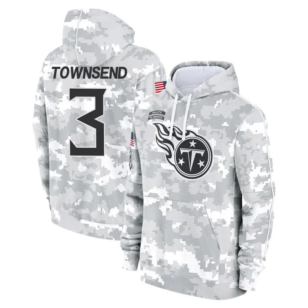 T.Titans #3 Tommy Townsend Player Camo Arctic Salute to Service Pullover Hoodies Home Game BALCE Stitched Jerseys