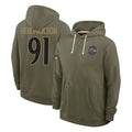 B.Ravens #91 Trey Hendrickson Player Olive Salute to Service Hoodie BALCE Stitched Jerseys
