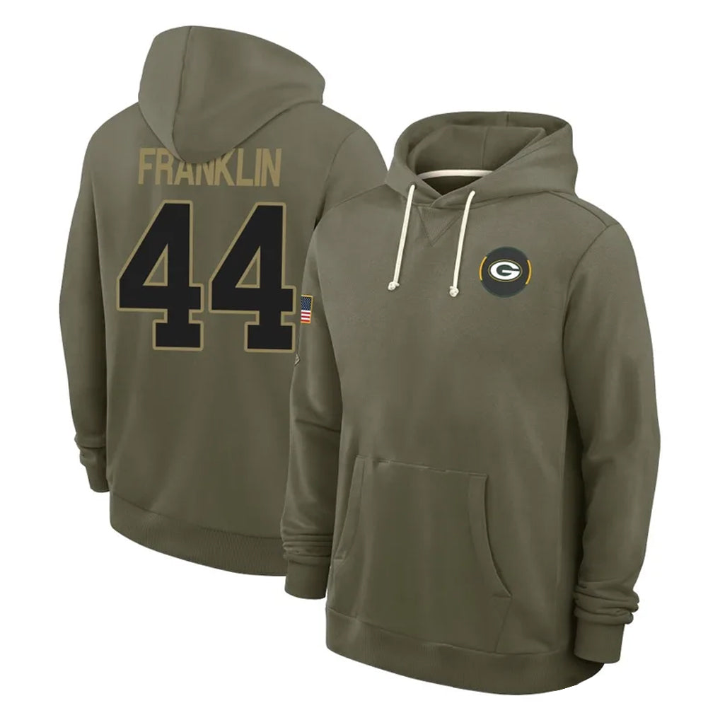 GB.Packers #44 Zaire Franklin Player Olive Salute to Service Pullover Hoodies Limited BALCE Stitched Jerseys