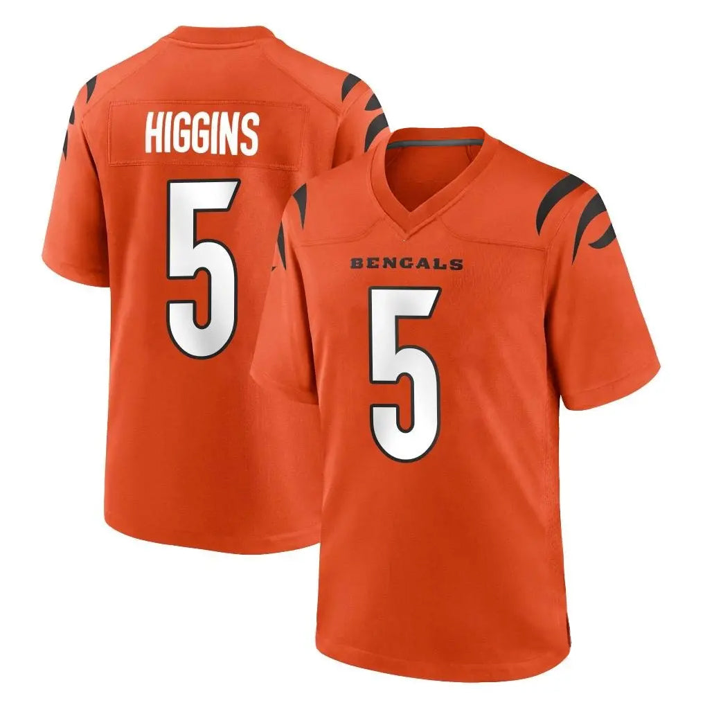 C.Bengals #5 Tee Higgins Player Orange Home Game BALCE Stitched Jerseys