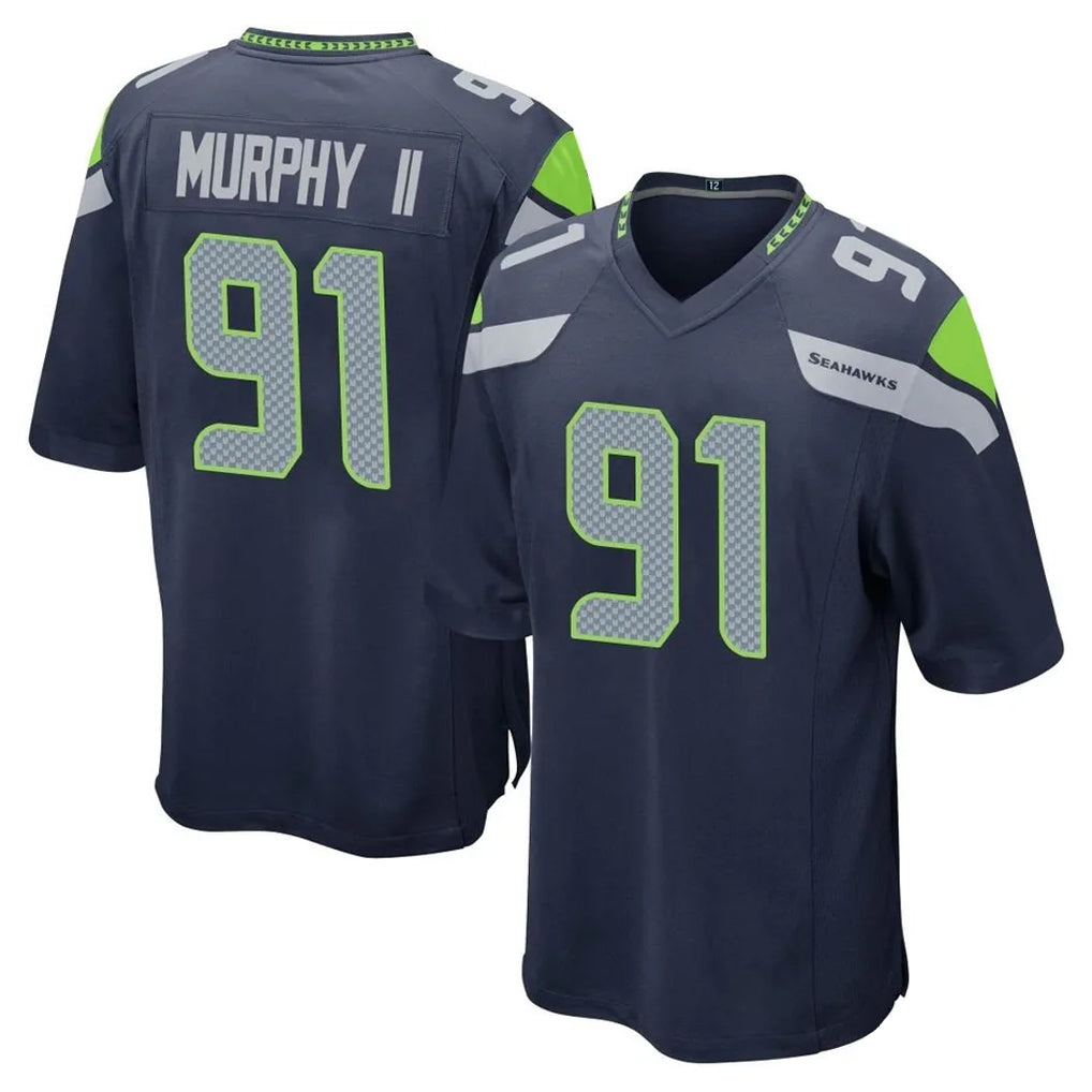 S.Seahawks #91 Byron Murphy II Player Navy Home Game BALCE Stitched Jerseys