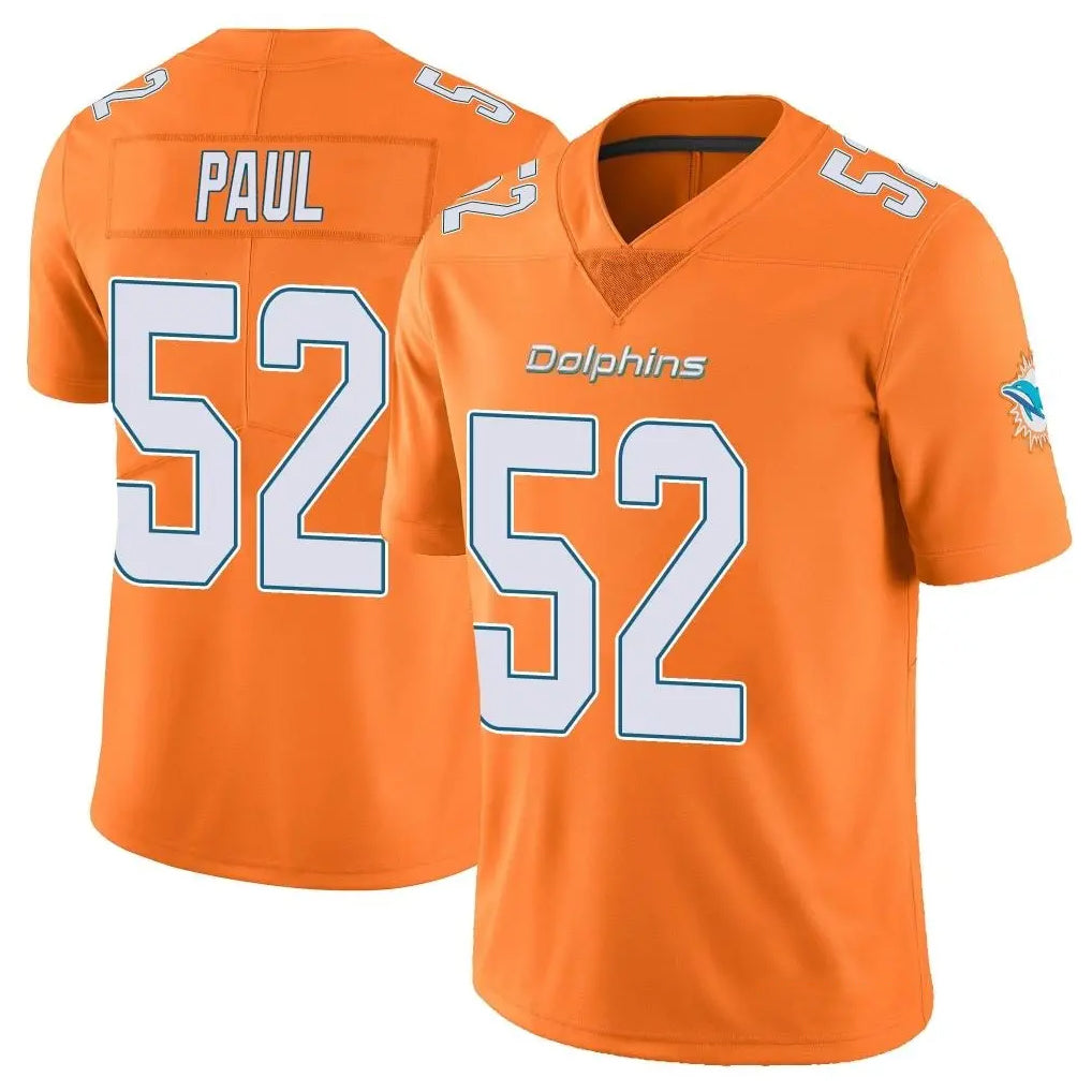 M.Dolphins #52 Patrick Paul Player Orange Limited Home Game BALCE Stitched Jerseys