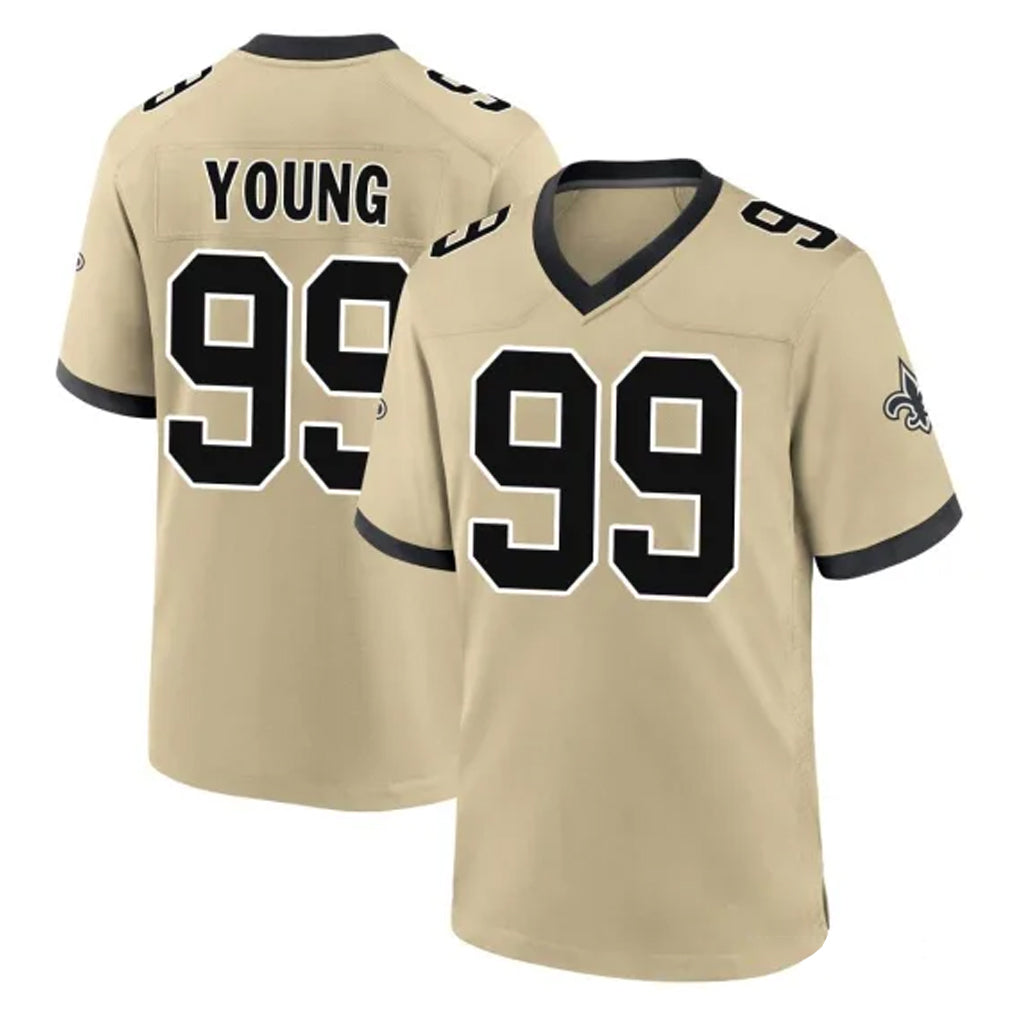 NO.Saints #99 Chase Young Player Gold Home Game BALCE Stitched Jerseys