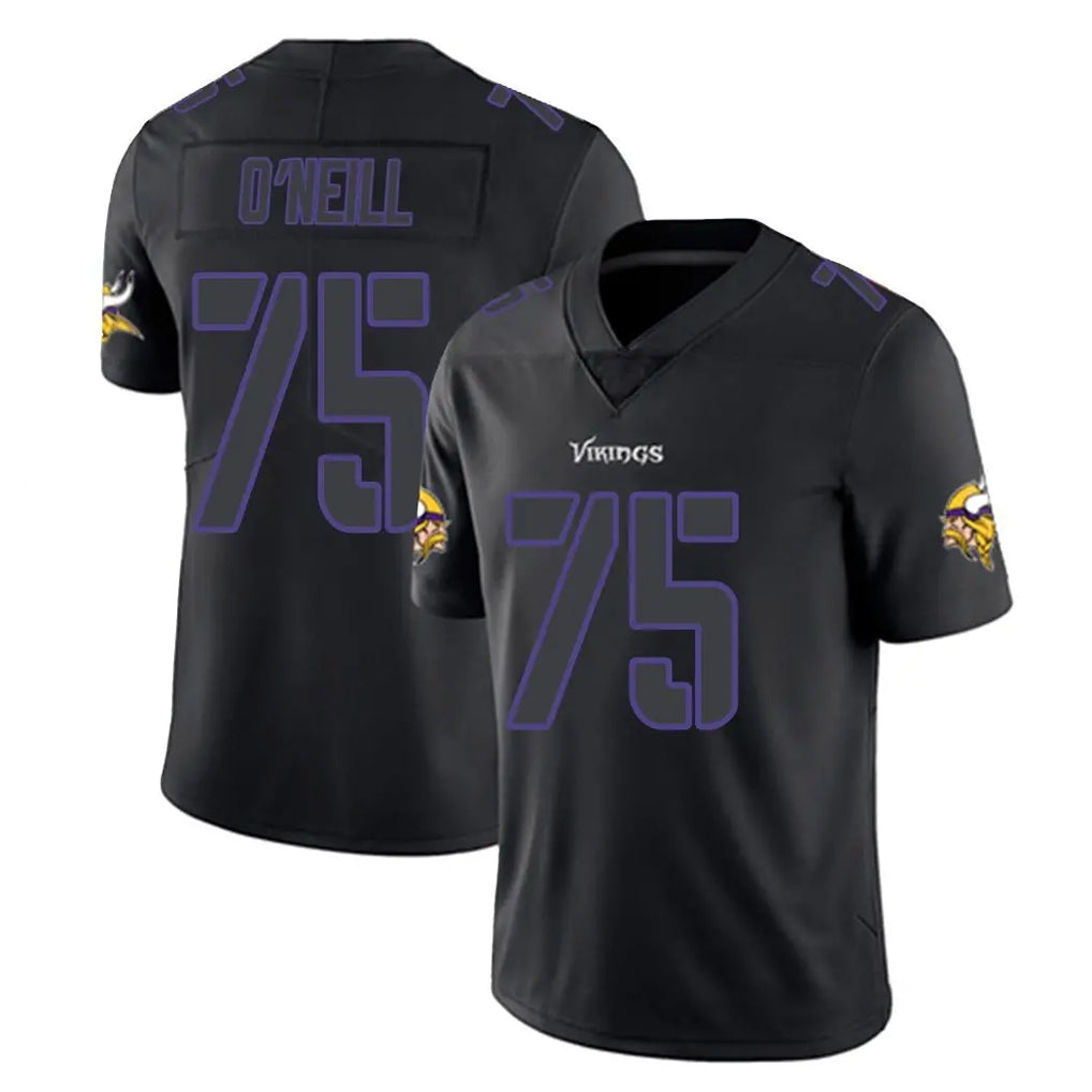 M.Vikings #75 Brian O'Neill Player Black Impact LImited Home Game BALCE Stitched Jerseys